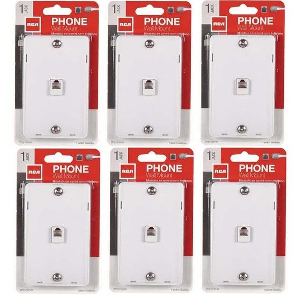 Six (6) RCA Modular Wall Telephone Mount / Jack TP251WH (White) - Free Shipping - Picture 1 of 6